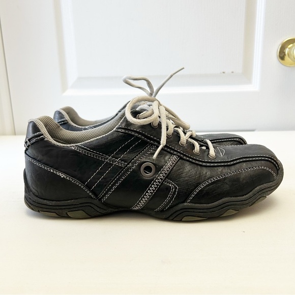 Men's Weekenders Black Leather Casual Lace Up Shoes Size 10 - Picture 2 of 12